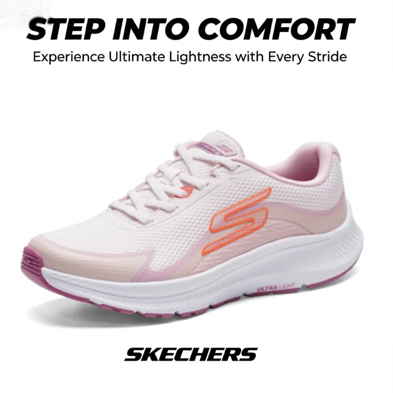 Skechers Women's Lightweight Cushioning Running Shoes, 2026 Summer New Fitness Training Sneakers 128650-PNK