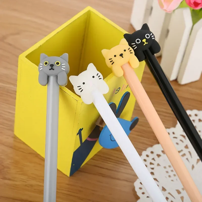 

50PCS Creative Cartoon Cat Pen Cute Learning Stationery Office Supplies Black Water-based Gel Pens B