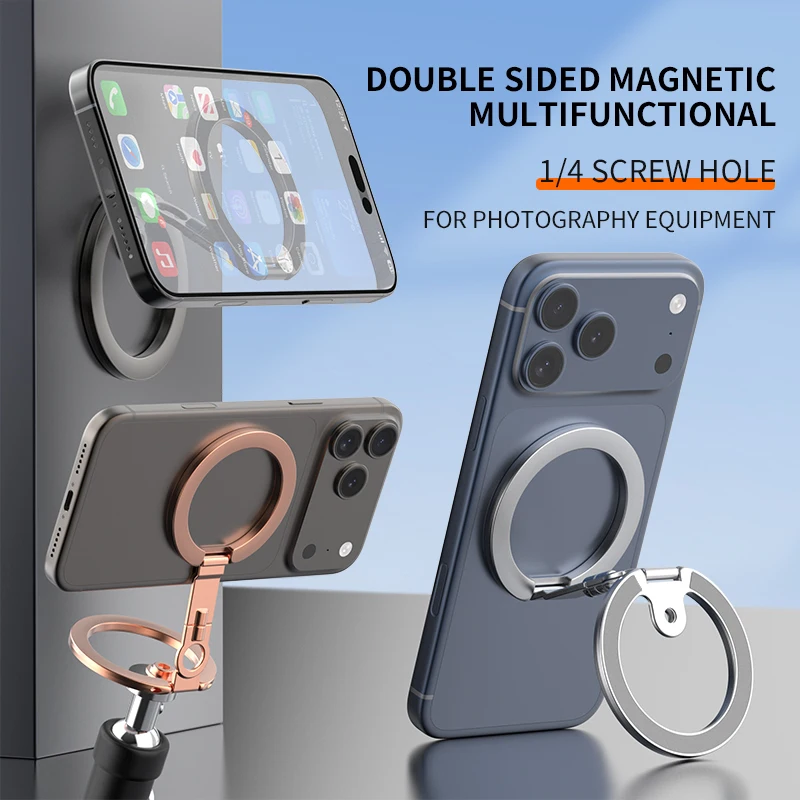 Soporte Magnético de Doble Cara para MagSafe, Plegable con Anillo, para iPhone 16 15 14, Huawei Xiaomi 2