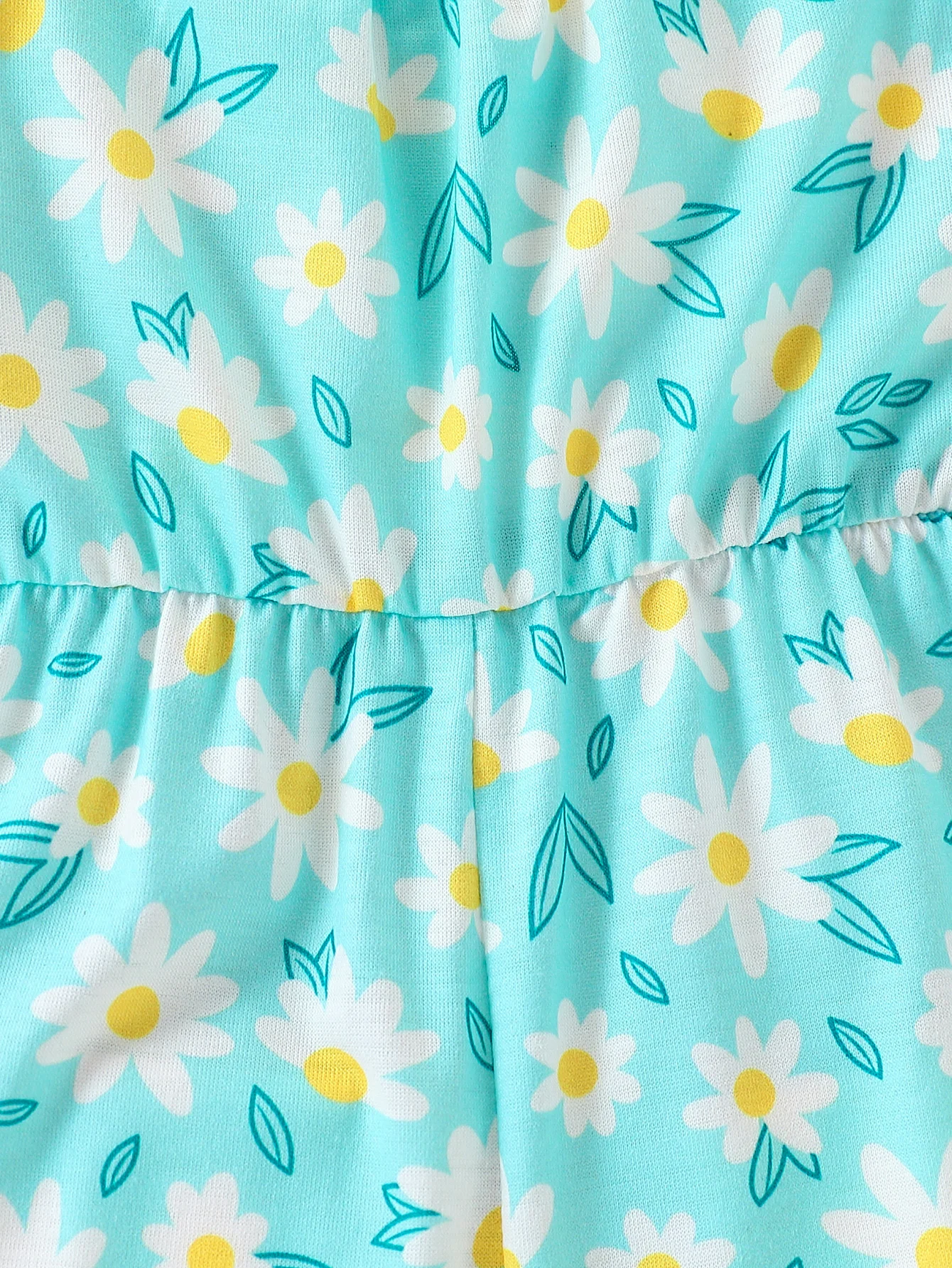 Baby-Mädchen, modischer, lässiger Overall mit Blumenmuster, bedruckt über den gesamten Körper, mit Trägern (inklusive Tasche, aber ohne Schuhe), Sommer – Detail 4
