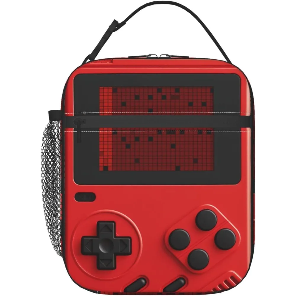 Red Gameboy  Inspired Insulated Lunch Tote Lunch Box For Work,Picnic,School,Travel,Hiking,Beach Or Fishing Polyester