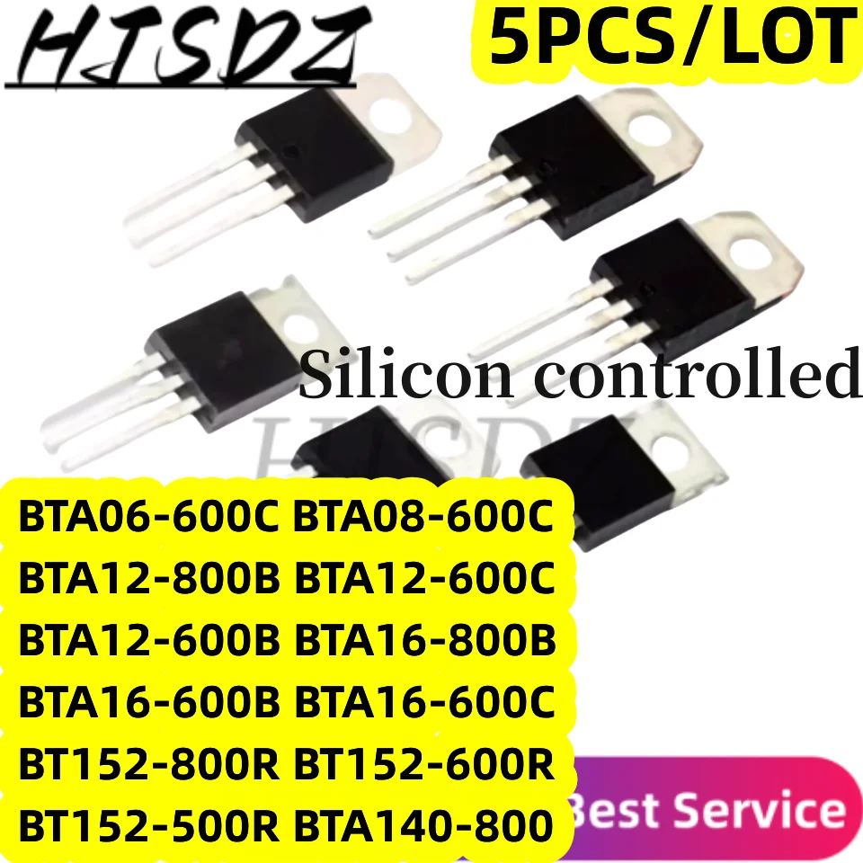 5PCS BTA06-800B/BTA08-600C/BTA12-800B/BTA16-600/BTA24-600B BT152-500R 600R 800R BTA140-800B Sterowany silikonem, zupełnie nowy spot