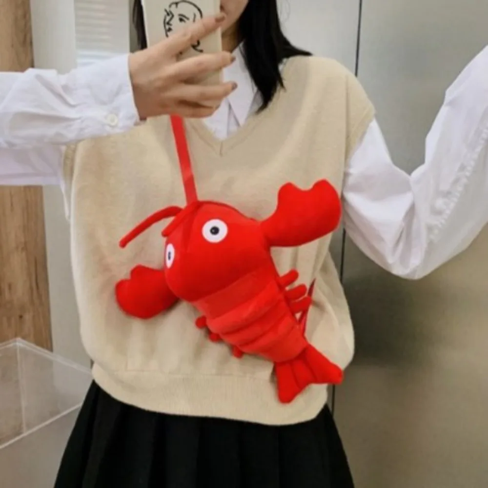 Fashion Children's Bag Bag New Style Messenger Small Bag Small Backpack Cute Plush Lobster Bag Children's Bag Cartoon Fun