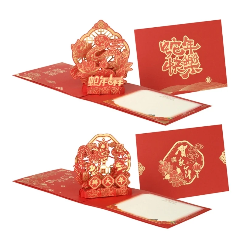 3D Popup Greeting Card for 2025 Chinese New Year Unique Year Of The Snake Gifts Dropship