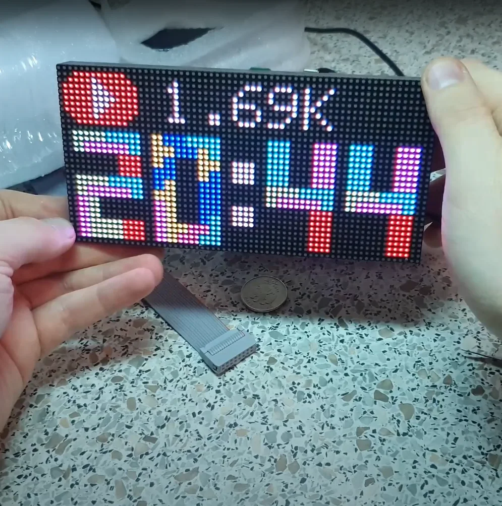 P2.5 Indoor RGB Full Color LED Display Module,160mm x80mm, 64*32 Pixels,SMD RGB P2.5 LED Panel Matrix, Compatible With PIN2DMD