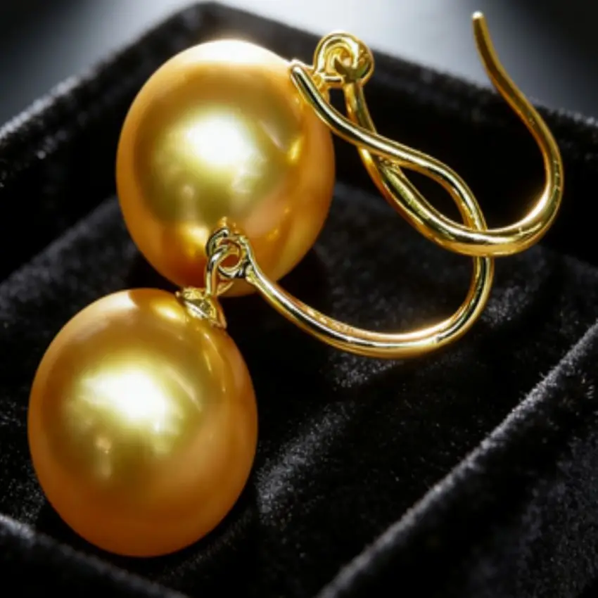 Shell Pearl Earrings yellow Earrings 18k Gold Real Classic Jewelry FOOL\'S DAY VALENTINE\'S DAY Party Fashion Wedding New Year