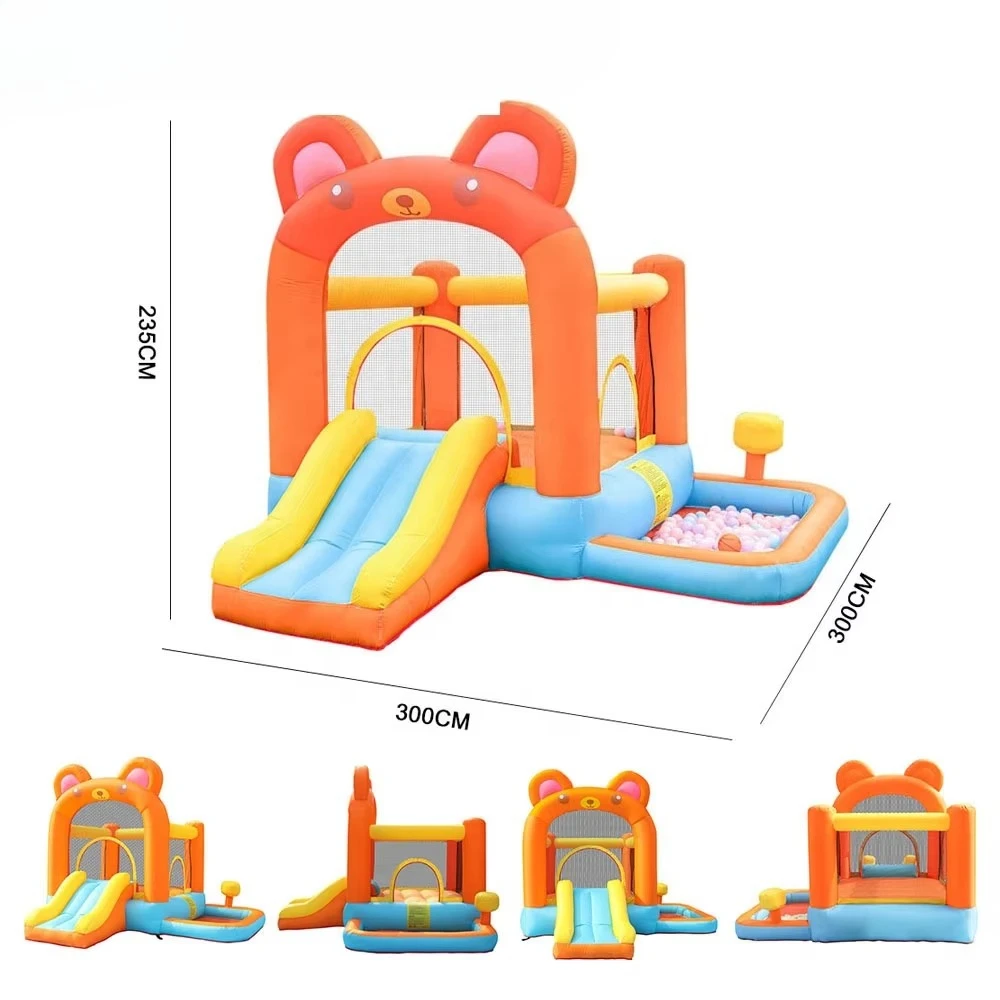 Inflatable bouncy castle children bear animal jumping water slide small cheap bouncy castle