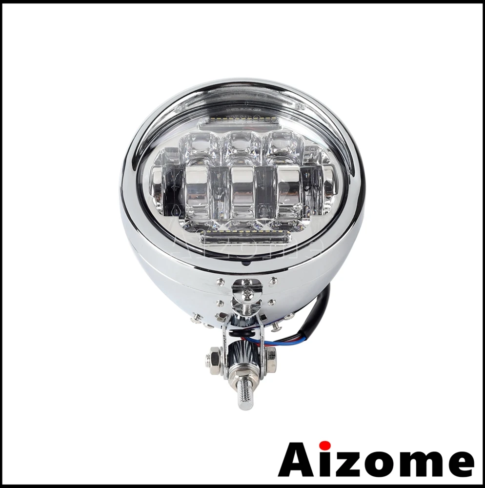 E9 Vintage Motorcycle LED Headlight 5.75 inch Retro Headlamp Assembly For Harley Sporster Softail Dyna Chopper Bobber Cafe Racer