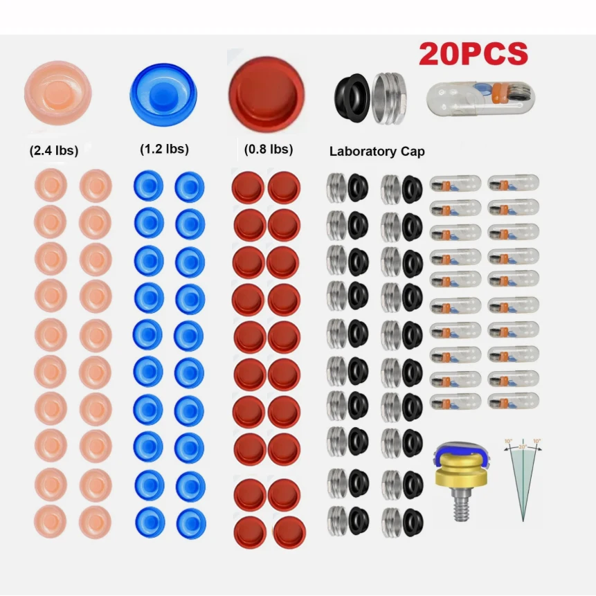 

20pcs For Dental Overdenture Abutment Implant Retention Locator Male Cap Inserts Locator Core Tool
