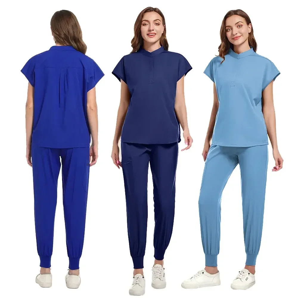 Conjuntos de esfoliação enfermeira uniforme cirúrgico feminino verão fino confortável oral médico trabalho wear manga curta conjuntos roupas da sala operação