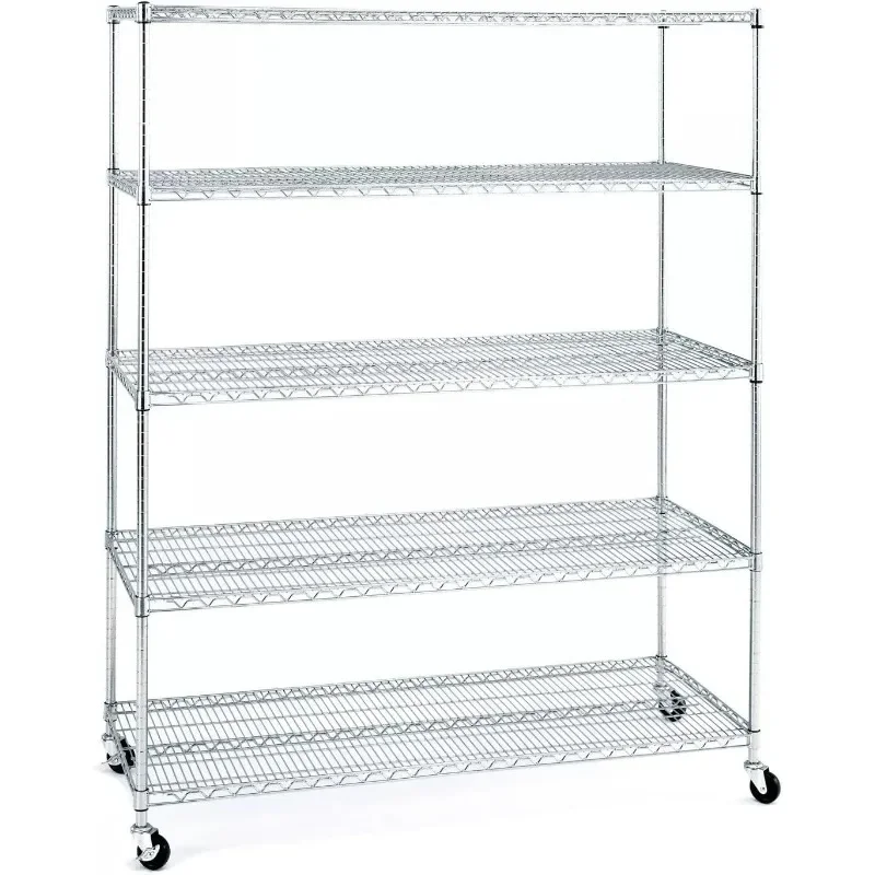 

Seville Classics UltraDurable Heavy Duty NSF Solid Steel Wire Rack Storage Unit Wheels, 5-Tier Shelving, 60" W x 24" D