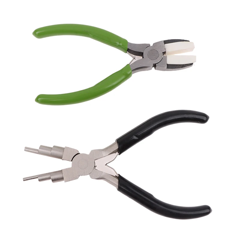 Flat Nose Pliers Black 6 In 1 Round Nose Pliers For Wire Wrapping Jewelry Making Loop Making Durable Diagonal Pliers