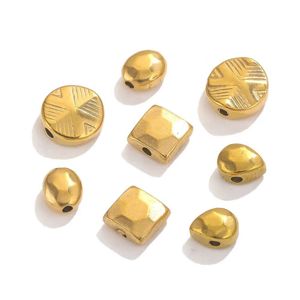 10pcs Stainless Steel Gold Plated Beads For Jewelry Makings Spacer Beads Charm Loose Bead DIY Bracelets Necklace Jewelry Finding