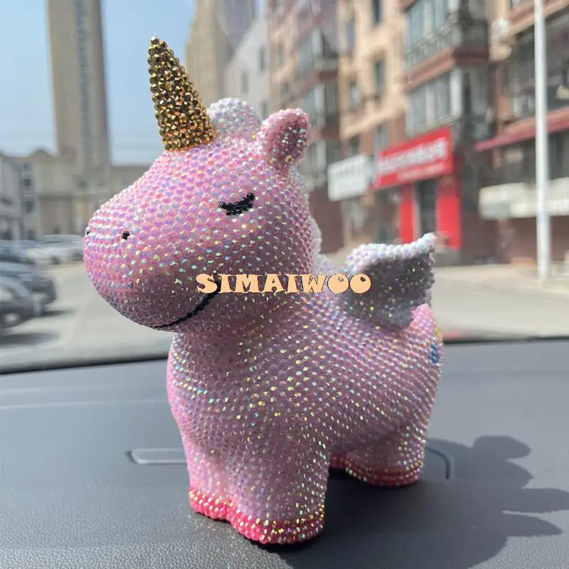 DIY Diamond Finished Crystal Unicorn Cartoon Piggy Bank Mosaic Cross Stitch Embroidery Home Decor Art Kids Girl Birthday Gift