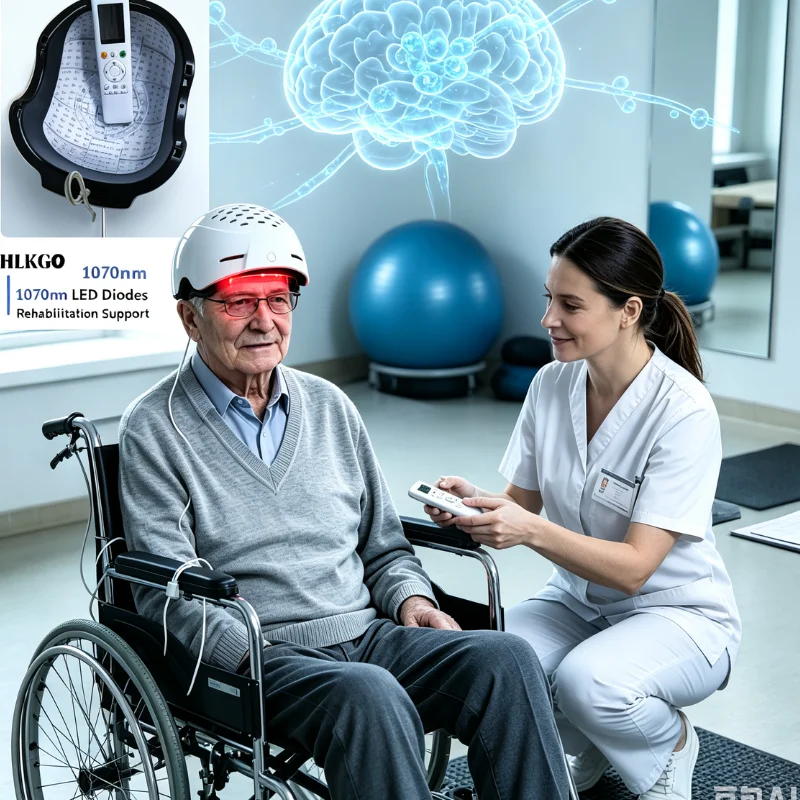 Professional 810nm PBM Near Infrared Helmet for Parkinson Disease Neuropathy Relief Adjustable 1-20000Hz Home