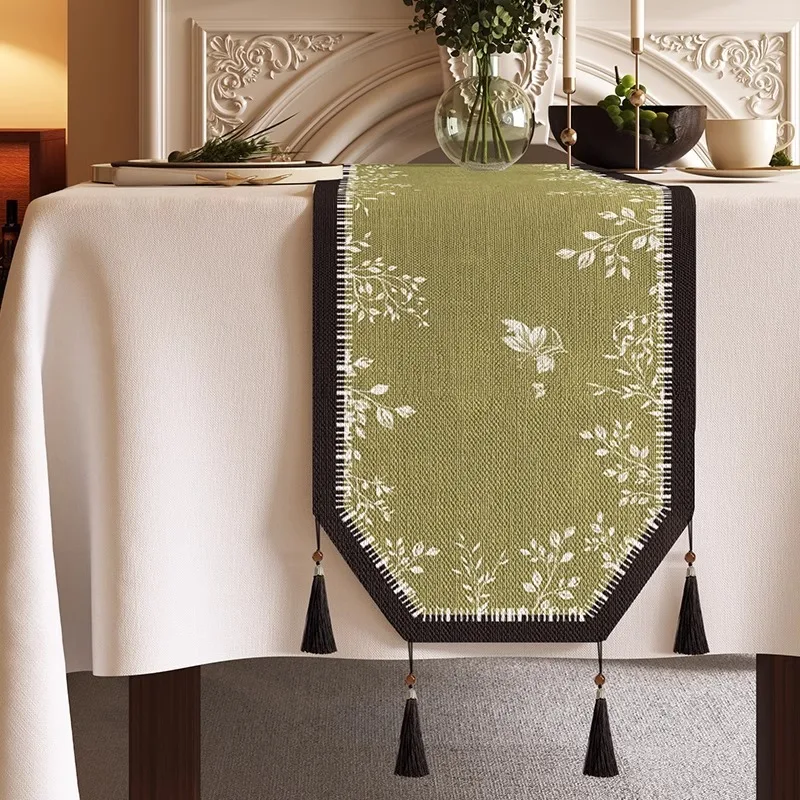 vintage style flower bird pattern table runner octagonal tablecloth shoe cabinet dustproof towel cover tea mat table cover