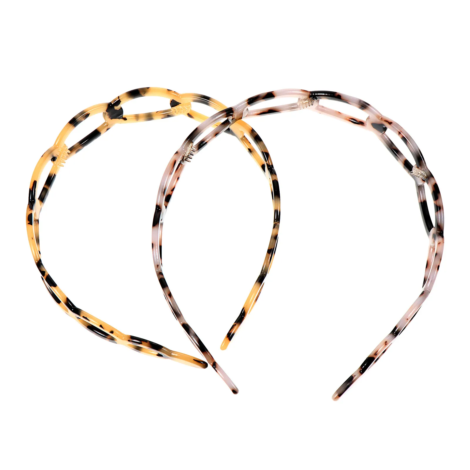 

2Pcs Tortoiseshell Hair Hoop Lightweight Acrylic Teeth Design Non-Slip Headband for Women Girls Photo Prop Fashion Hair