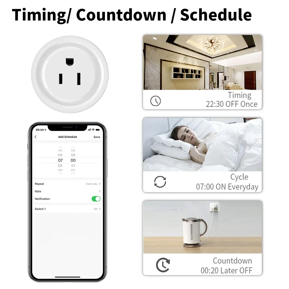 Tuya 20A Smart Plug Zigbee Socket US Canada Mexico Peru Japan with Power Monitoring Timing Function Works With Alexa Google Home