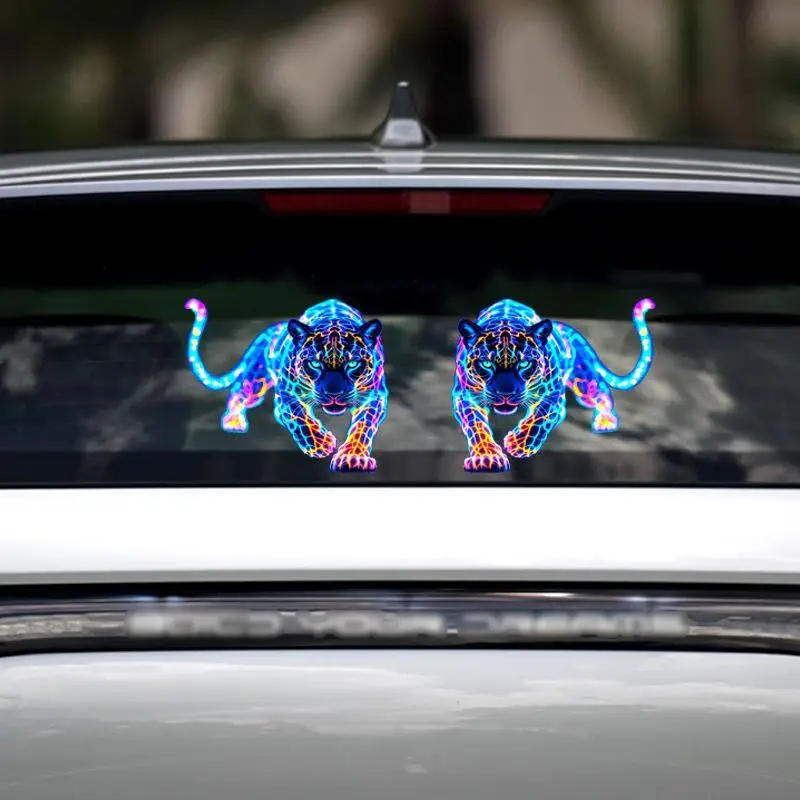 2Pcs Glowing Neon Tiger Car Stickers Waterproof Fade Resistant For Car Motorcycle Laptop Wall Decor Durable Residuefree