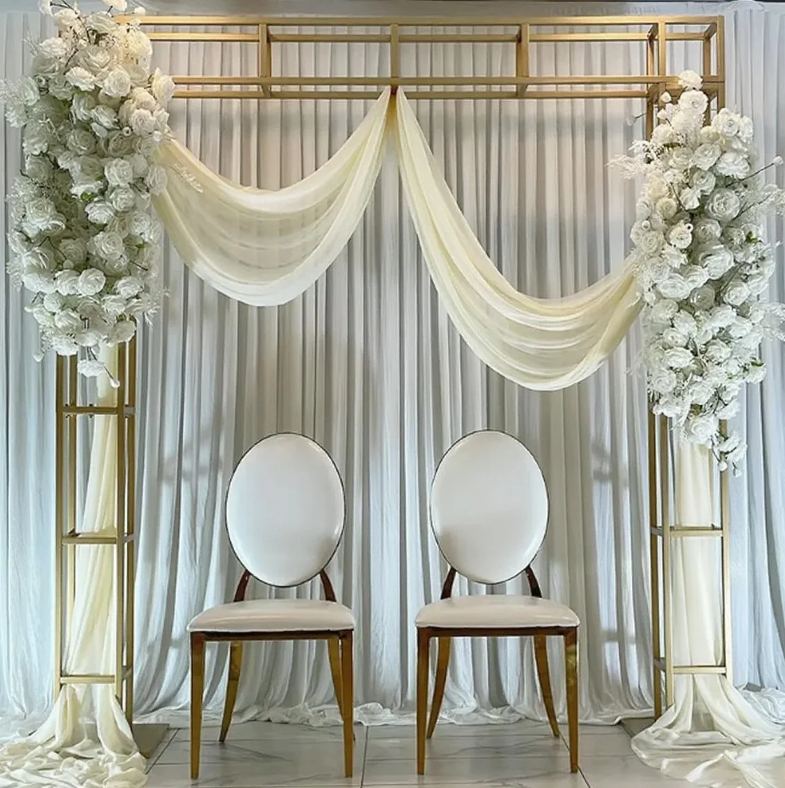 Quadratischer vergoldeter Eisenrahmen für Blumenständer, personalisierte Dekoration, Hochzeitshintergrund, Bühnenkulisse, Event- und Partyzubehör – Detail 2