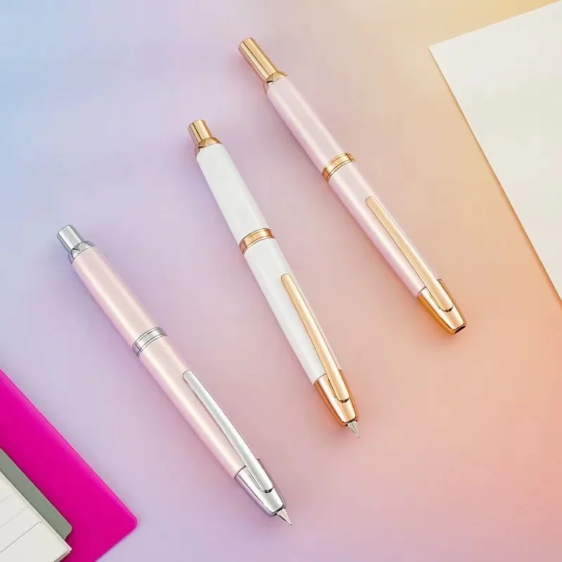 JINHAO 10 Press Fountain Pen Retractable EF/F Nib Metal Matte Black With Clip Writing Ink Pen Converter For Gifts Students