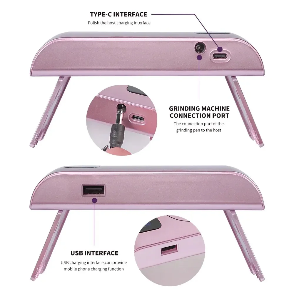 35000RPM เครื่องเจาะเล็บไฟฟ้าแบบพกพาพร้อมจอแสดงผล LCD UV โคมไฟเล็บฟังก์ชั่นการอบแห้งแบบชาร์จไฟได้สําหรับเล็บ