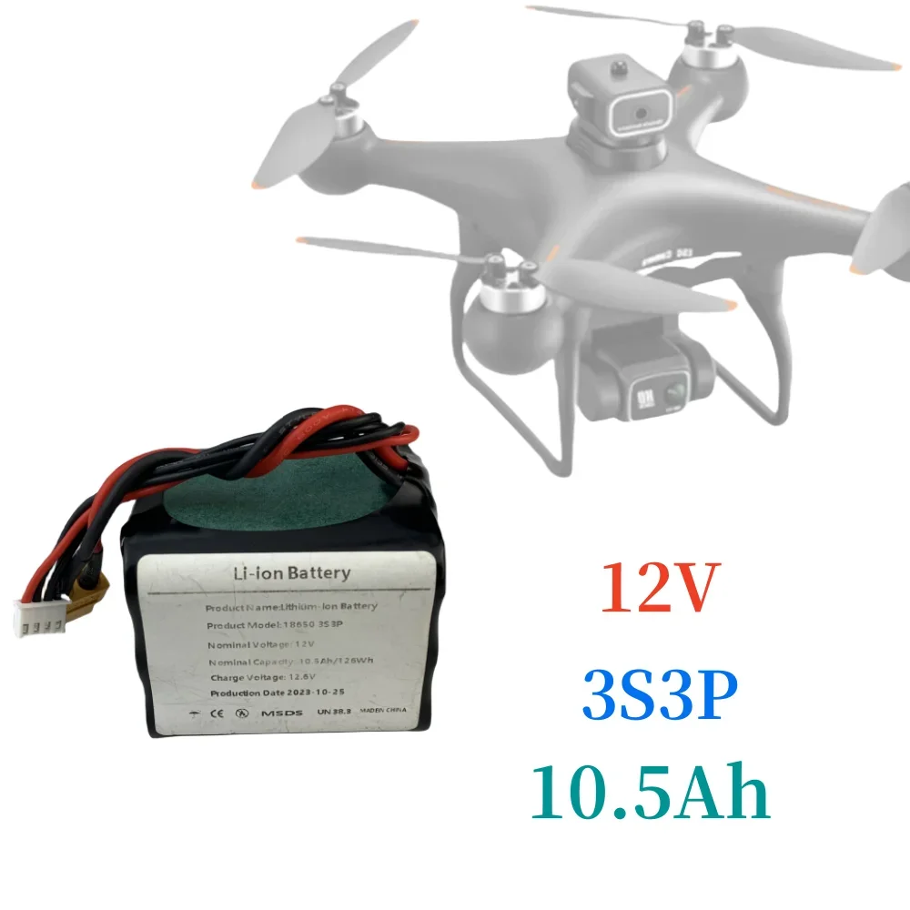 3S3P 12V 10.5Ah 12.6V Haute Capacité UAV Rechargeable Eddie ion Batterie Pour Divers RC Avion Quadrotor XH2.54-4P count60