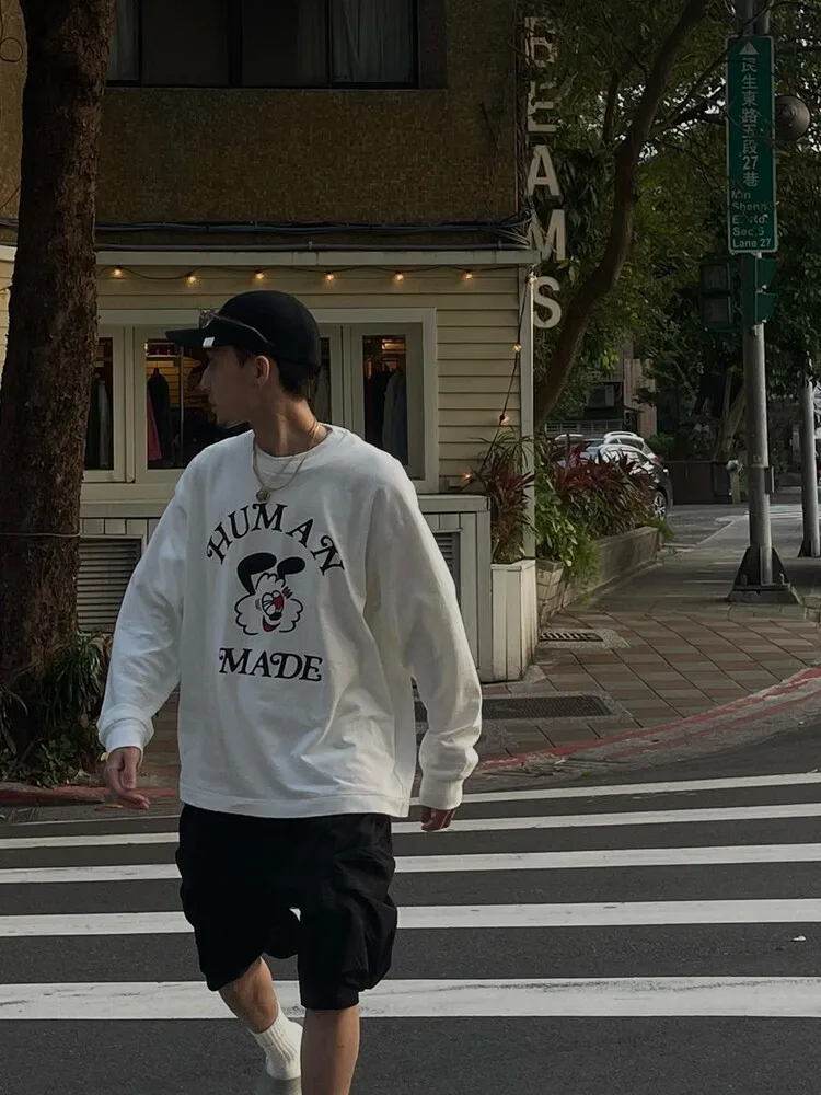 Human Made Rabbit Long Sleeve T Shirt Loose Unisex Streetwear
