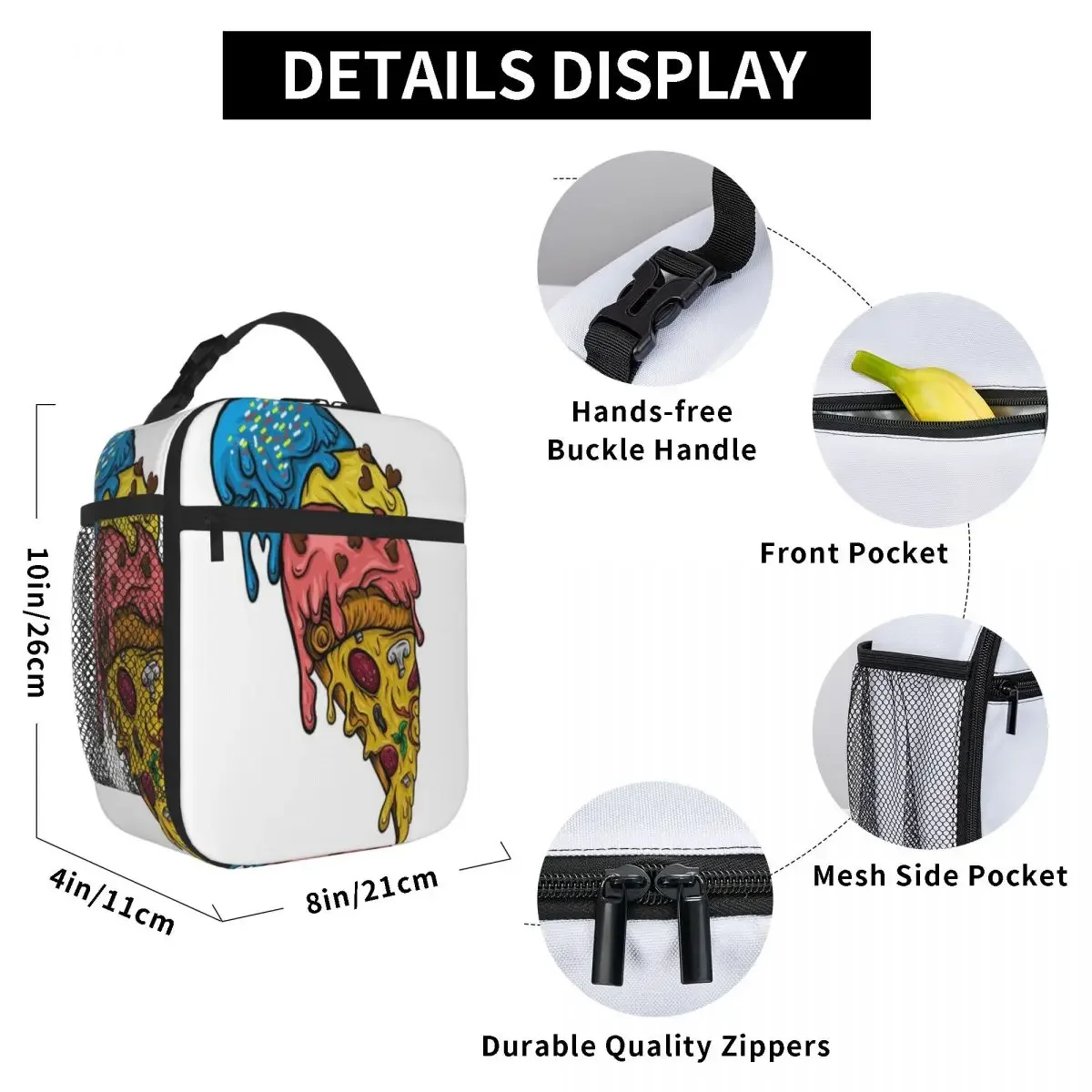 Hot Sale Pizzacream Breathable Design Reusable Lunch Bag Safari Lunch Adjustable Strap Lunch Bag