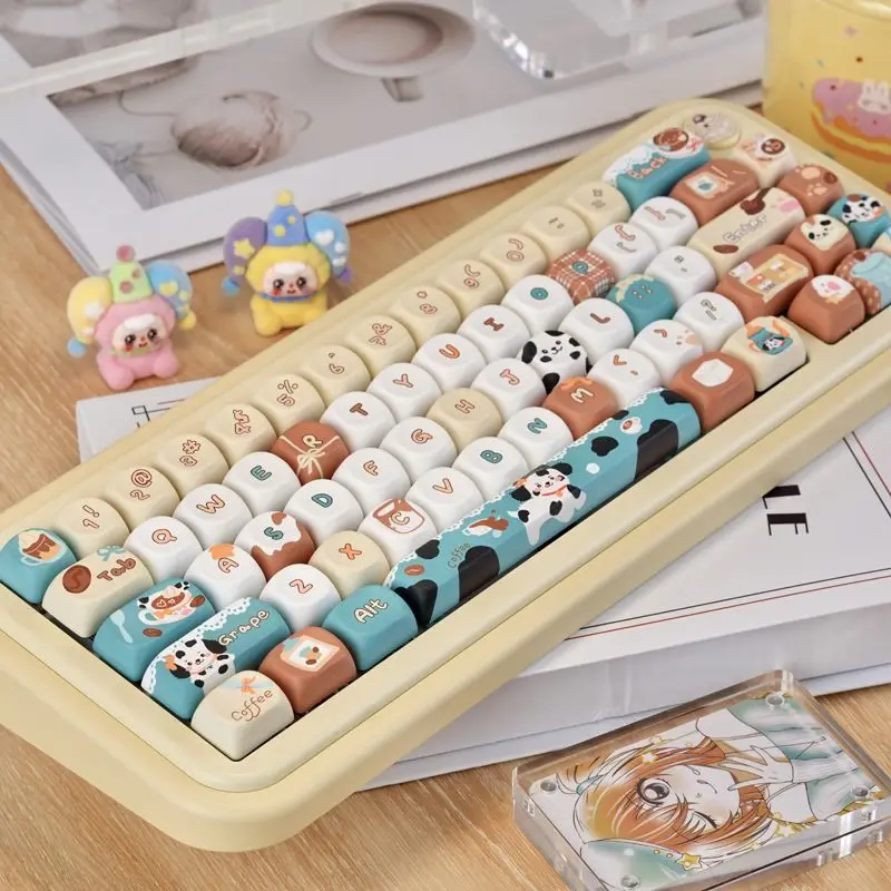

120-клавиш, кофейная пятнистая собака, колпачок для клавиш MOA, пятисторонняя сублимация, PBT, милые животные, персонализированная механическая клавиатура, колпачок для клавиш