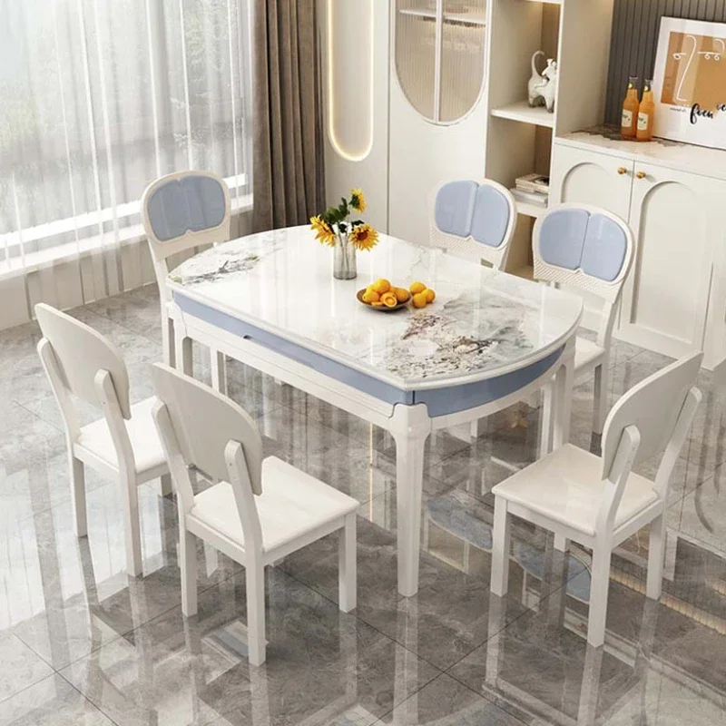 

Сервисный круглый современный обеденный стол, стулья, выдвижной длинный роскошный дизайнерский обеденный стол, кухонный салон, Muebles, модная мебель