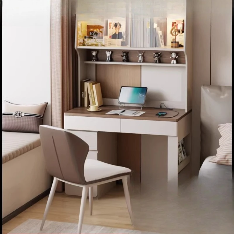 Solid wood desk bookshelf integrated home office study table