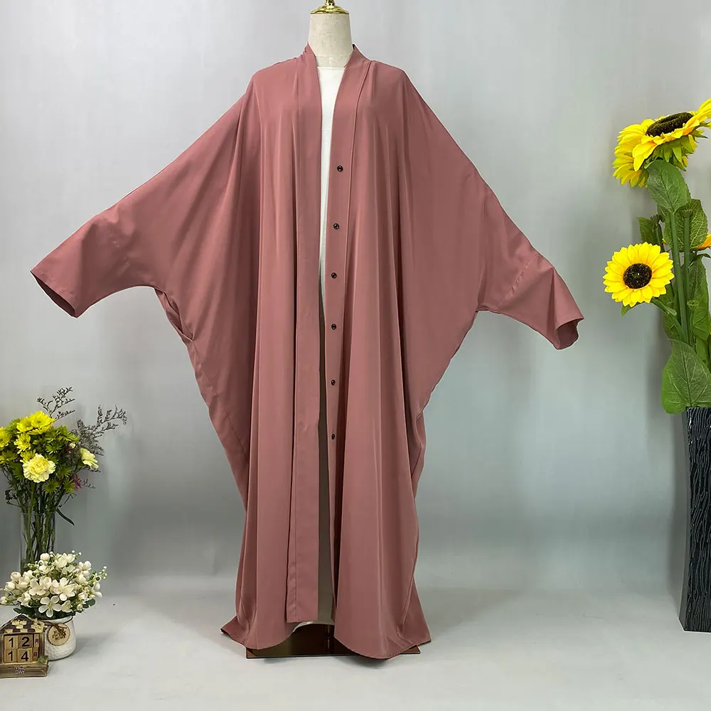 Ramadan Abaya Dubai Luxury Loose Nida Bat Sleeves Muslim Women Clothing Casual Button Front Modest Robe Caftan Marocain Femme