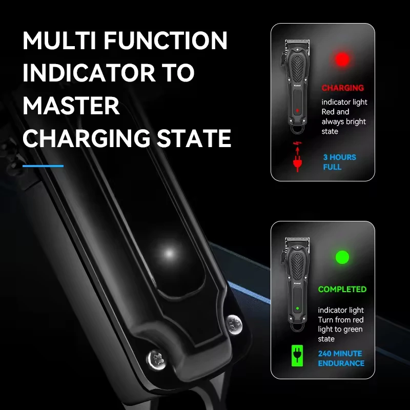 Kemei 1071 مقص الشعر الكهربائية رجل المهنية تصفيف الشعر اللاسلكي آلة قطع الشعر المتقلب نحت المقص الحلاق