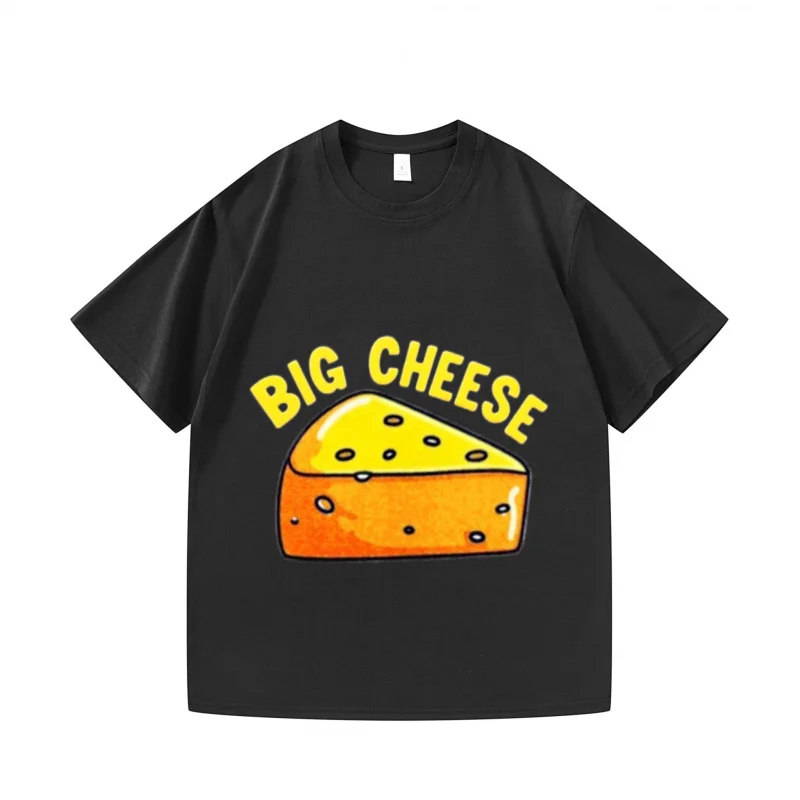 

Men's T-shirt Black Big Cheese Printed Casual Daily Wear Fashion Graphic Tee for Men Summer Streetwear Top