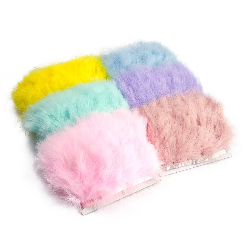 1/2Yard Colorful Fluffy Marabou Turkey Feather trim 8-10cm Turkey Plume Trim Fringe Needlework Ribbom Wedding Dress Decoration