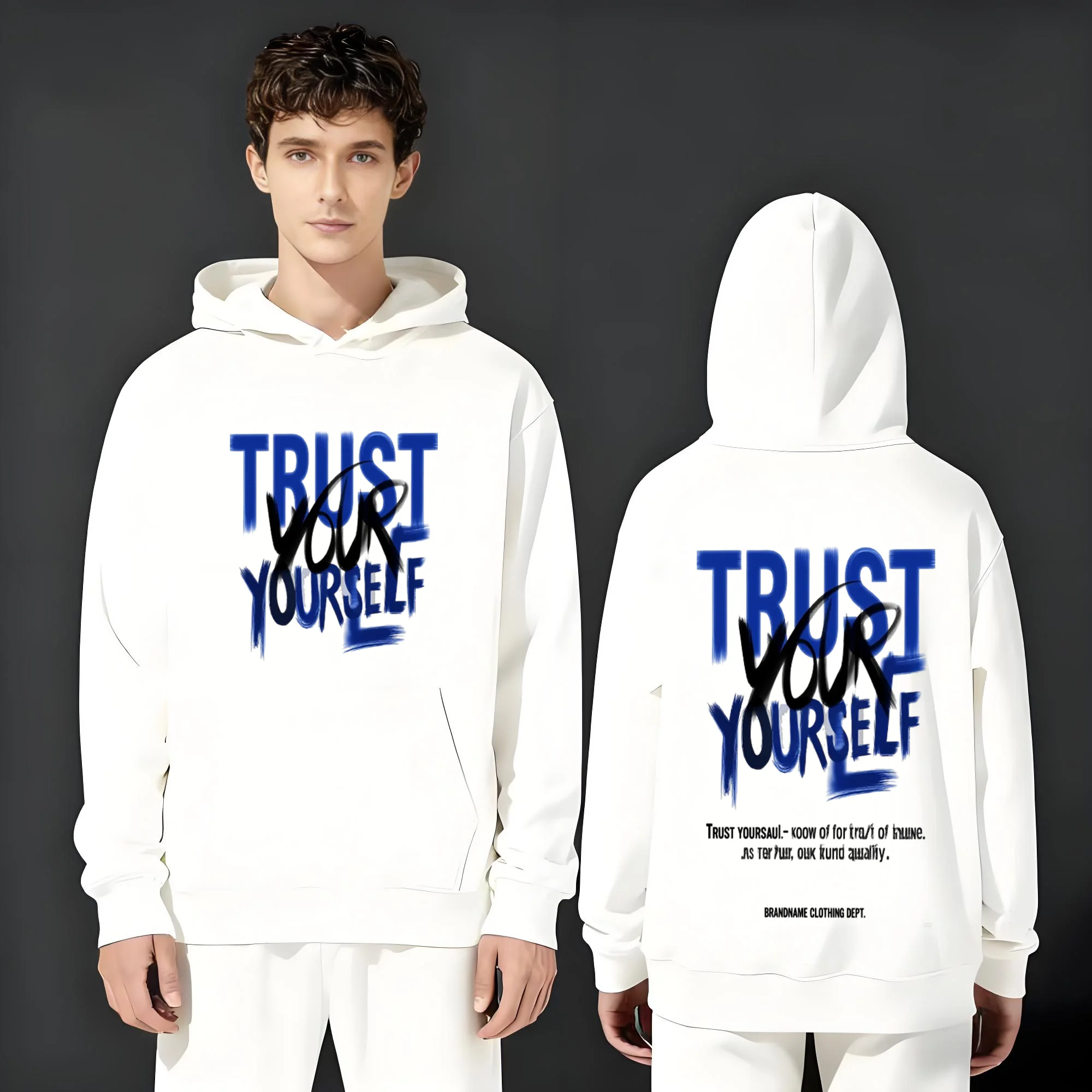 

Повседневная модная толстовка с капюшоном весом объемом 320 г подходит как для мужчин и женщин с градиентным буквенным принтом.