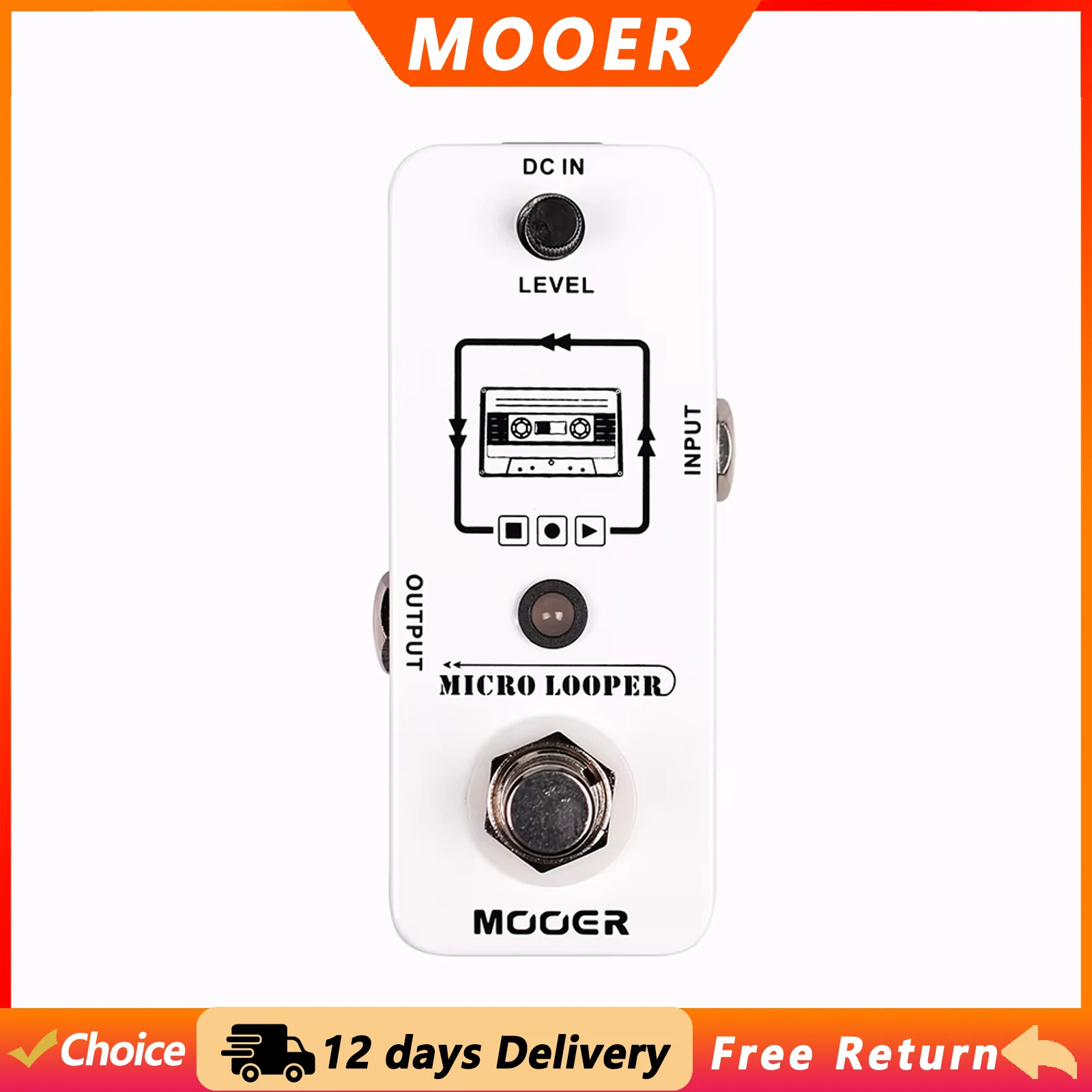 MOOER Micro Looper Guitar Looper Recording Effect Pedal True Bypass Max Recording Time 30 Minutes Electric Guitar Accessories