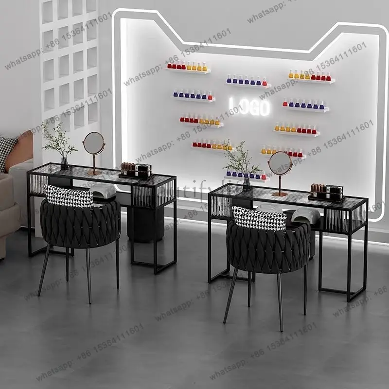 YJ New Fashionable Nail Table With Unique Design Dedicated Table For Single And Double Nail Salons Table Manucure Salon Furnitur
