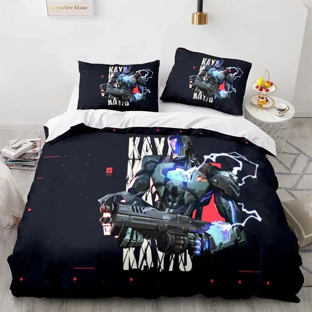 3D Print Game Neon Valorant Bedding Set Duvet Cover Bed Set Quilt Cover Pillowcase Comforter king Queen Size Boys Adult Bedding