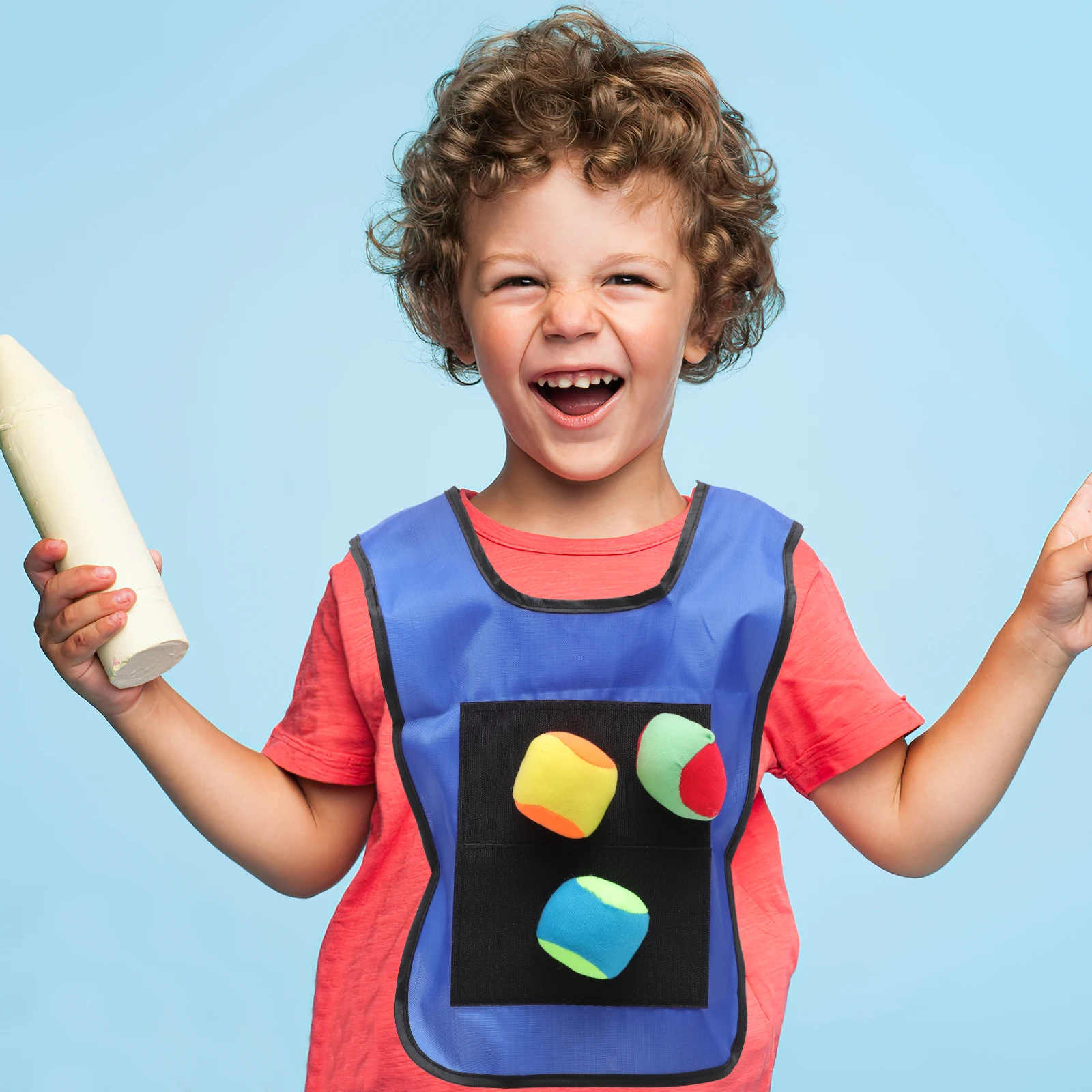 

12 Pcs Sticky Ball Vest Kids Self Stick Front Toddler Game 2 Vests 10 Balls Motor Social Skills Toys