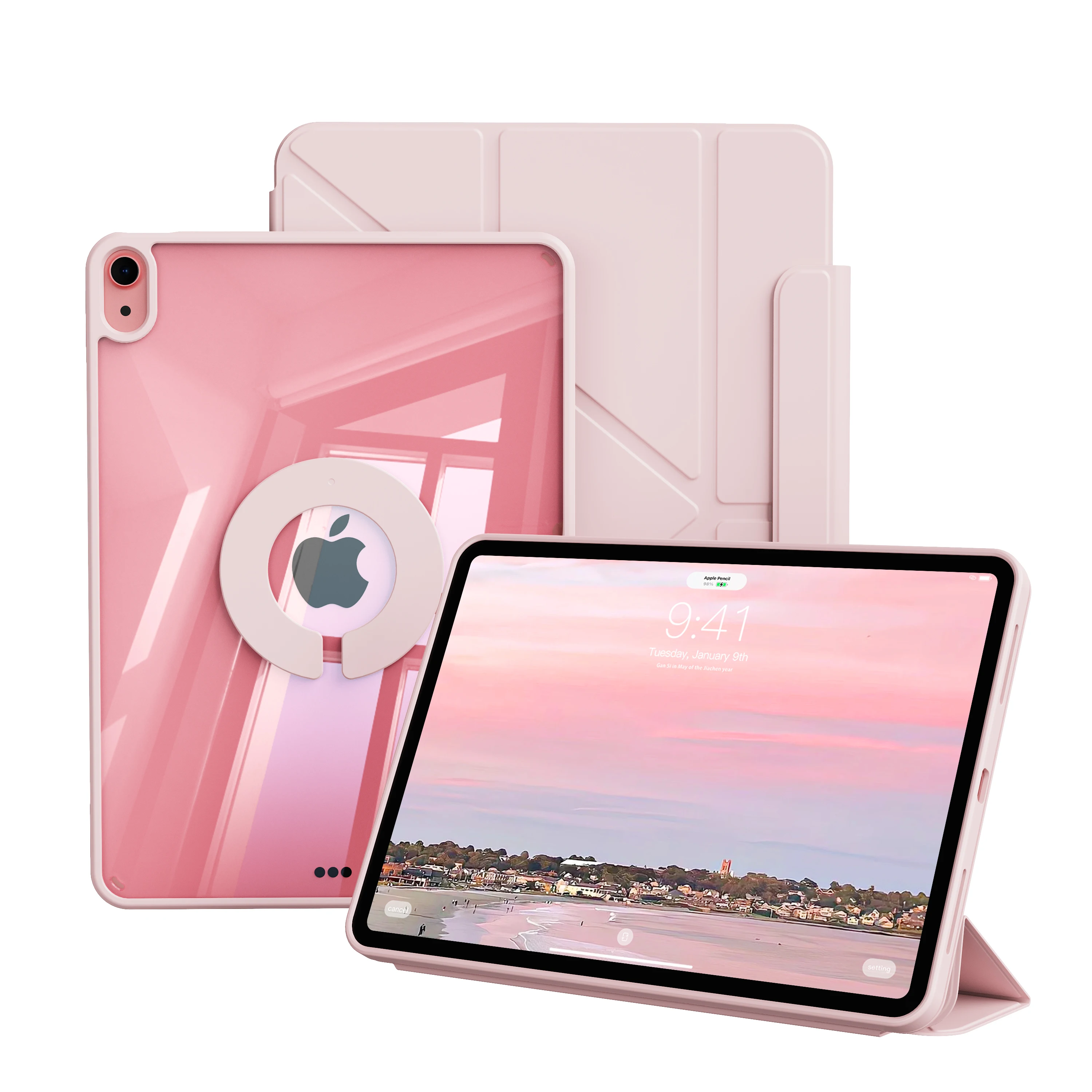 

Чехол RBP iPad 10/11th Air 11 4/5 10.9 Pro 11 12.9 13 Y-образный складной, iPad 10.2 7/8/9th Gen mini 6 Rotate 360 ° Съемный футляр