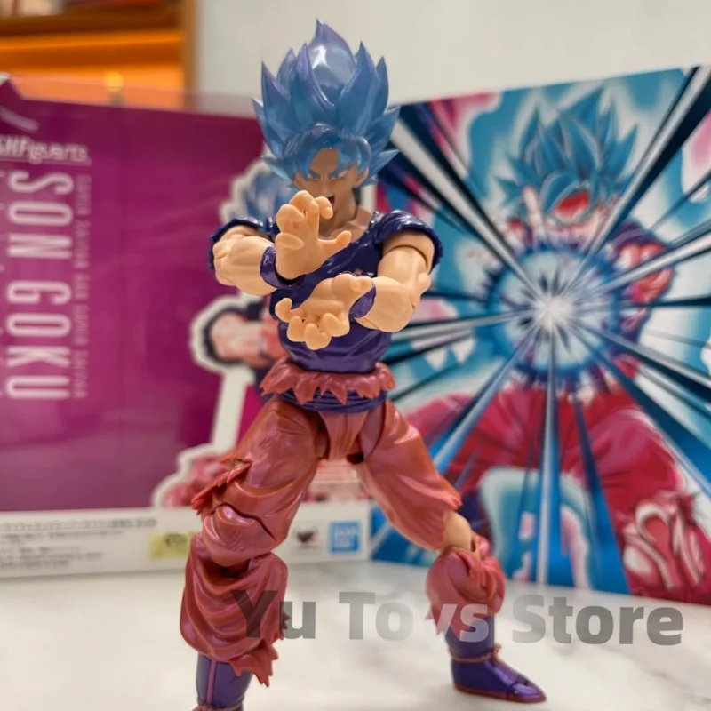 New S.h.figuarts Bandai Dragon Ball Z Goku Super Blue Kaio Fist Super Saiyan God Movable Model Doll Collection Model Toys Gifts