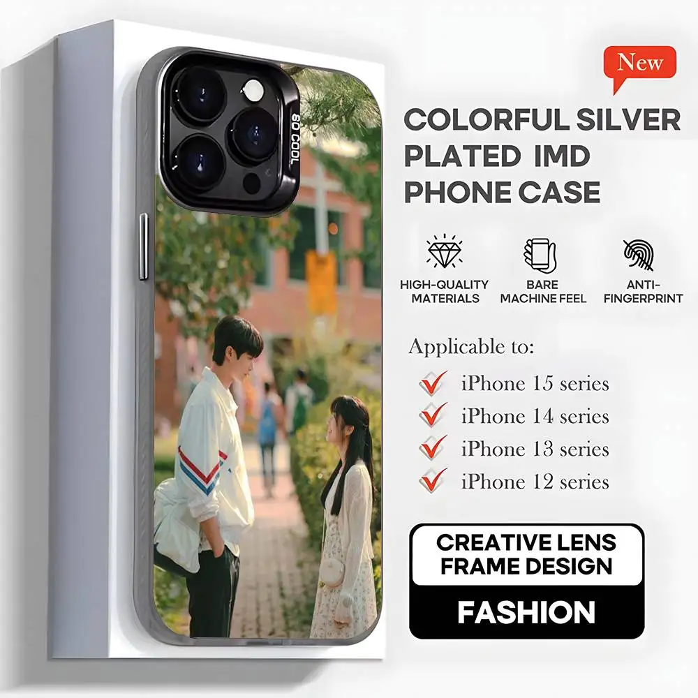 حافظة هاتف l-lovely Runner لهاتف iPhone 16,15,14,13,12,11,Mini,Pro,MAX,plus,غطاء أسود غير لامع مقاوم للصدمات