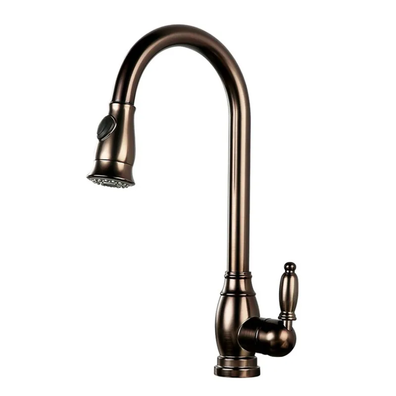 Antique Deck Mount Pull-Down Kitchen Faucet Mixer Faucet