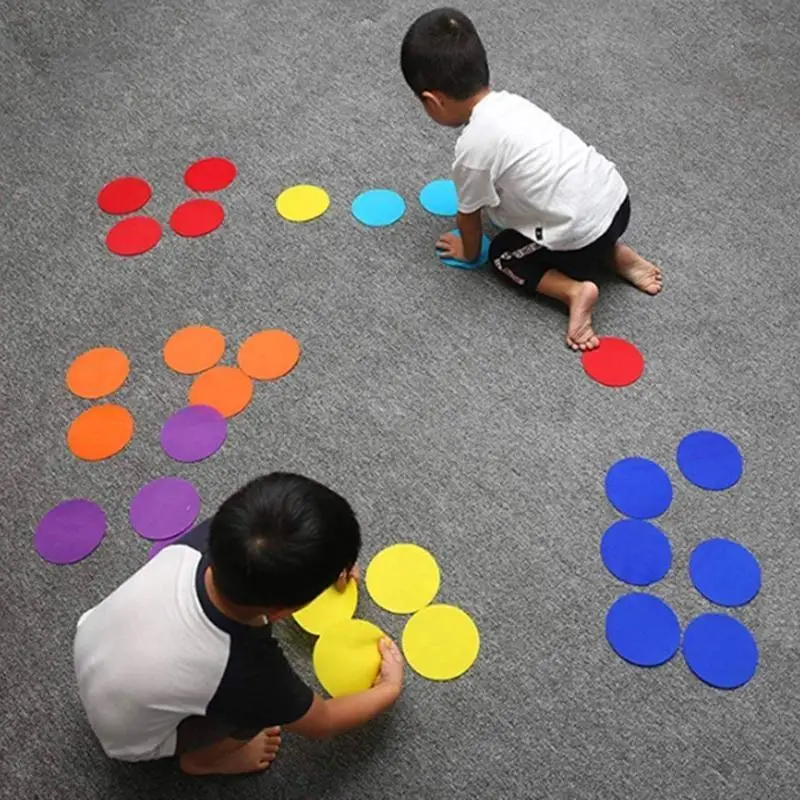 R53C 30Pcs Carpet Dots Markers 4Inch or 5Inch Colorful Floor Dots Round Flat Sport Marker for Classroom Kindergarten Gym