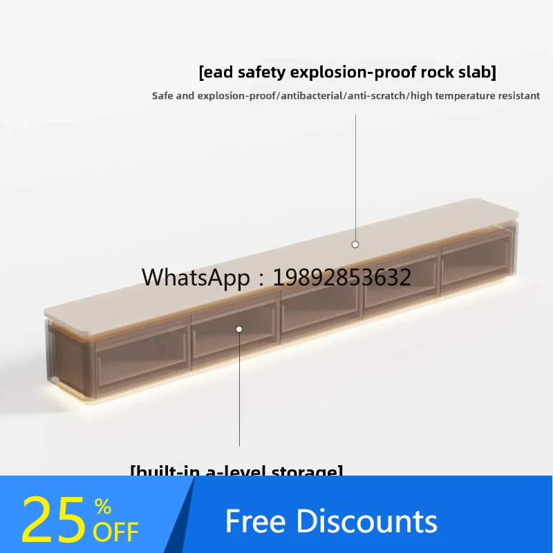 

DF Full Rock Slab TV Cabinet Living Room Small Apartment TV Stand Floor Storage Organizer Home Use