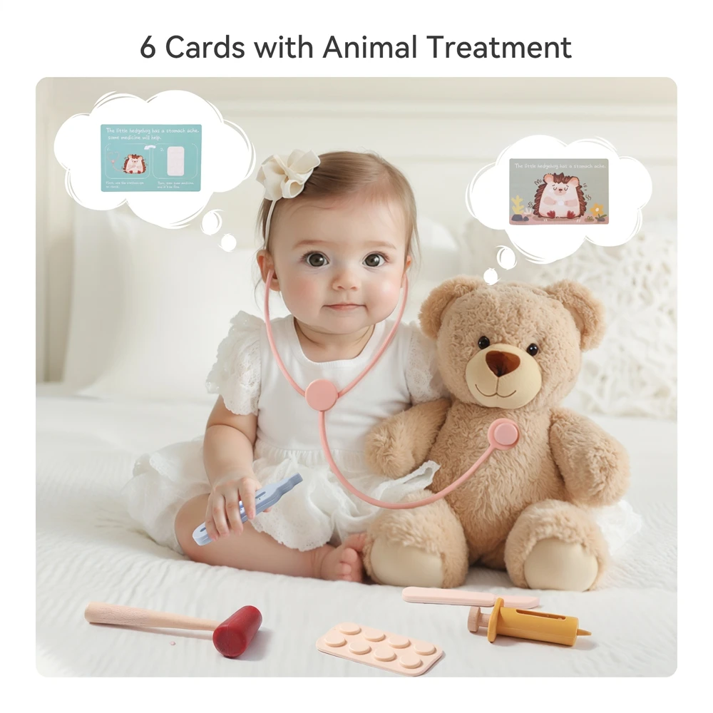 Baby Toys Doctor Play Silicone Medical Tool Play House Pretend Treatment Tool Model Stethoscope Syringe Silicone BPA Free Toys