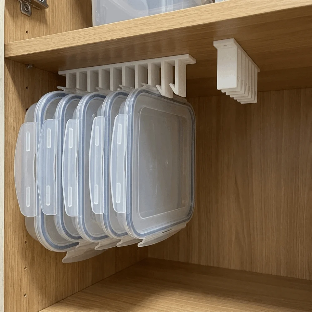 3D Printed Crisper Lid Storage Rack Wall Mounted Space Saving Multi-slot Lid Hanger Mold Resistant Plastic