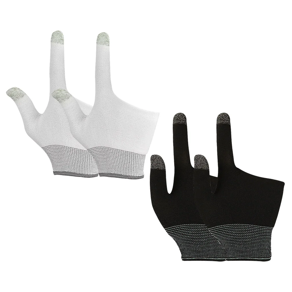 2 Pairs Game Gloves -sweat Excellent Performance Gaming Finger Touch Non-skid Portable Nylon Sleeve